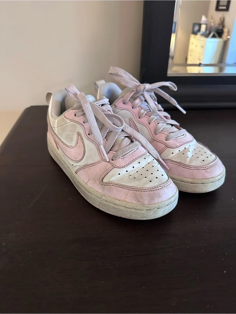 Nike Kids Pink and White Low-Top Sneakers